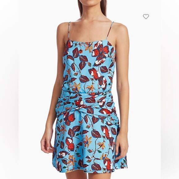 Derek Lam 10 Crosby Blue Floral Camisole Flounce Dress | Size 10 - Picture 10 of 13